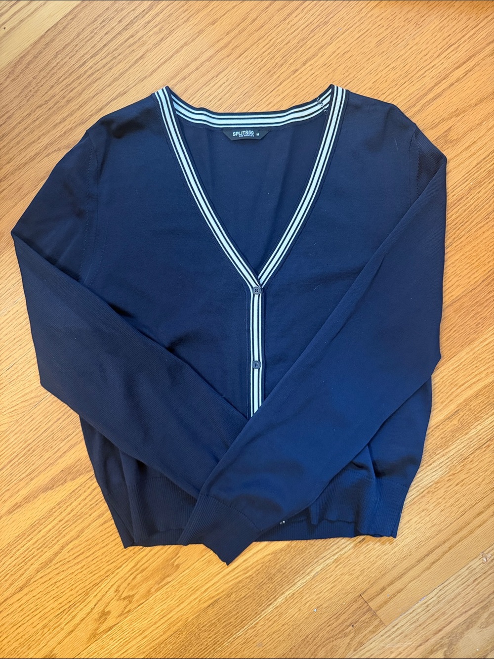 Splits59 Navy V-Neck Cardigan with White Trim